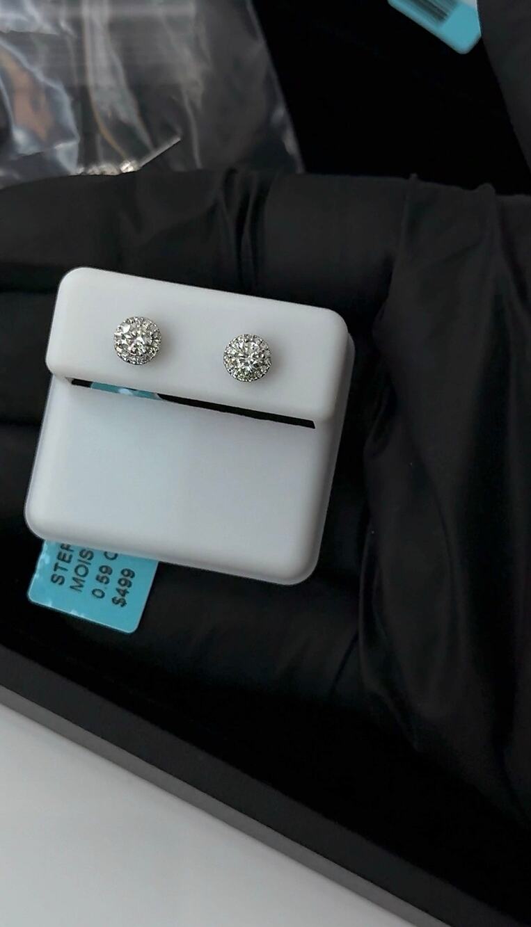 Sterling Silver Moissanite Stud Earrings 0.59 CTW